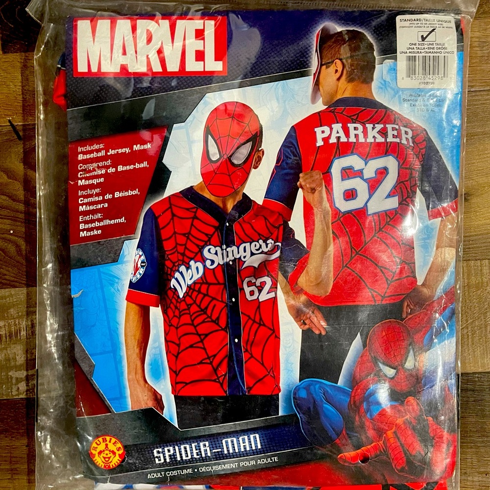 Marvel Universe Spider-Man Costume Adult Baseball Jersey & Mask